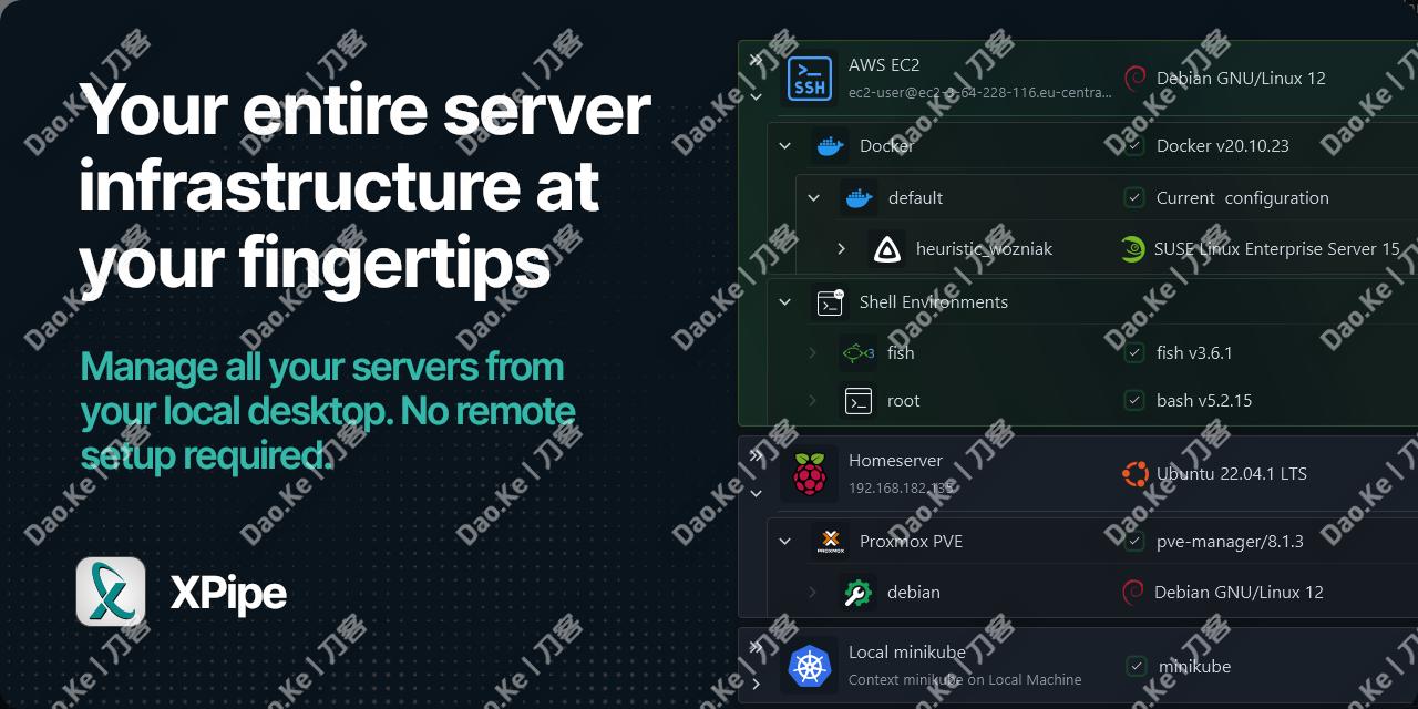 XPipe | 开源远程工具，支持SSH + Docker + K8s + 虚拟机一站式管理，可开箱即用